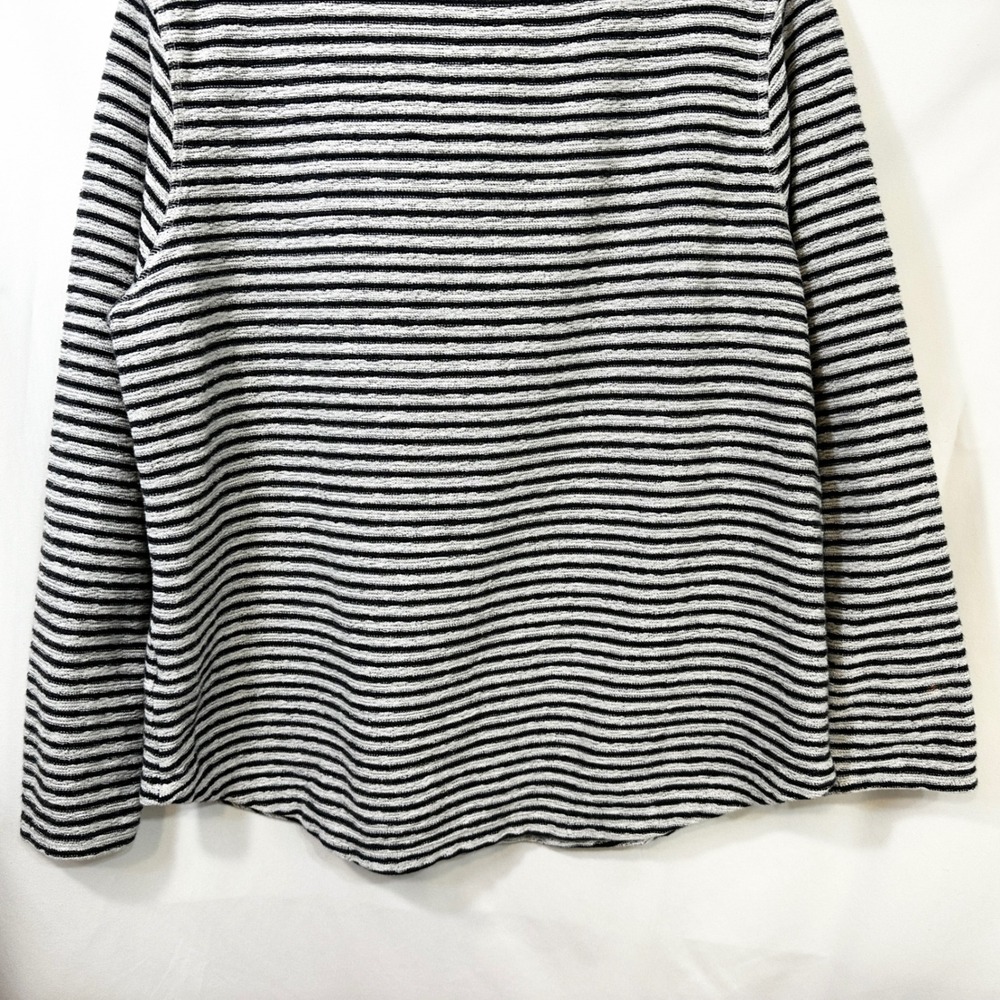 Lands End Large Top Black White Striped Long Sleeve Cotton Sweater Nautical 1812 - Picture 7 of 9